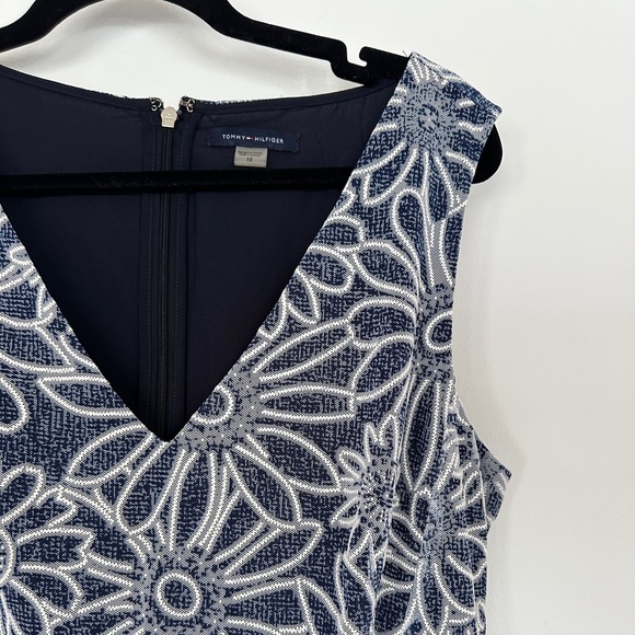 Tommy Hilfiger | Blue and White Fit and Flare Midi Summer Dress | Sheer Dress - Picture 3 of 9